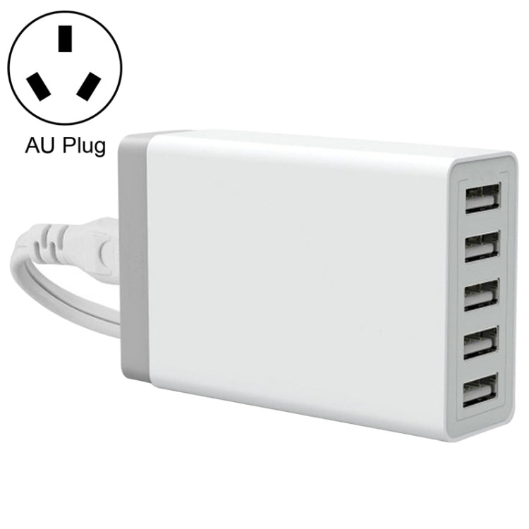 XBX09 40W 5V 8A 5 USB Ports Quick Charger Travel Charger, AU Plug(White) - Multifunction Charger by buy2fix | Online Shopping UK | buy2fix