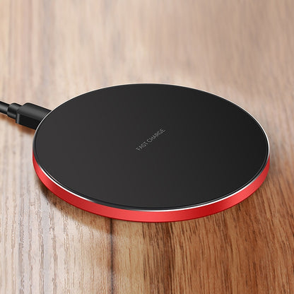 GY-68 Ultra-Thin Aluminum Alloy Wireless Fast Charging Qi Charger Pad(Black Red) - Wireless Charger by buy2fix | Online Shopping UK | buy2fix