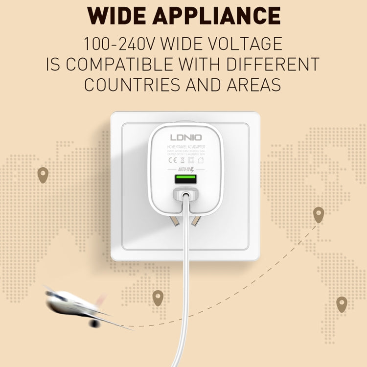 LDNIO A201 2.4A Dual USB Charging Head Travel Direct Charge Mobile Phone Adapter Charger With Micro USB Data Cable(US Plug) - Apple Accessories by LDNIO | Online Shopping UK | buy2fix