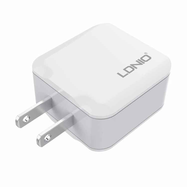 LDNIO A2201 2.4A Dual USB Charging Head Travel Direct Charge Mobile Phone Adapter Charger With 8 Pin Data Cable (US Plug) - USB Charger by LDNIO | Online Shopping UK | buy2fix