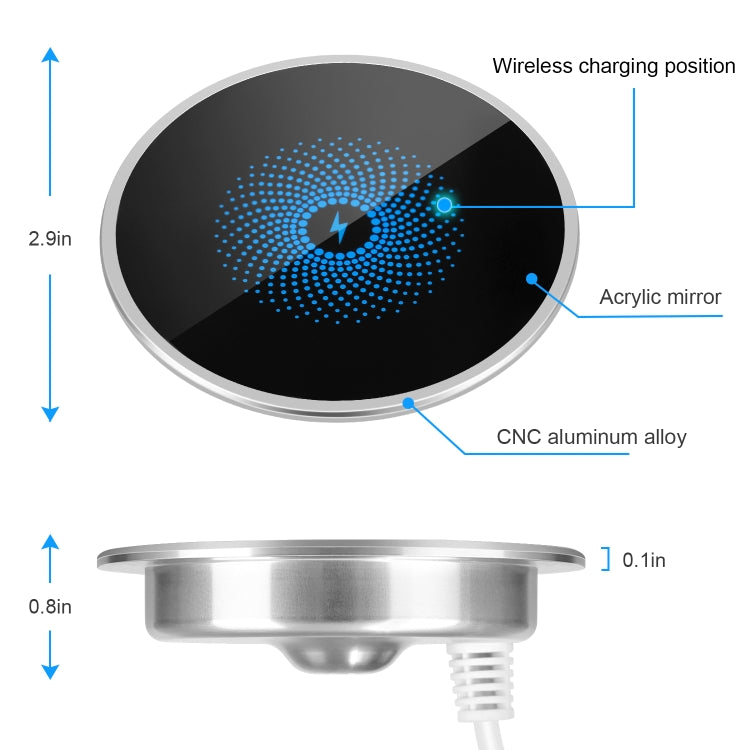 S50 15W Ultra-thin Desktop Embedded Wireless Charger embedded - Apple Accessories by buy2fix | Online Shopping UK | buy2fix