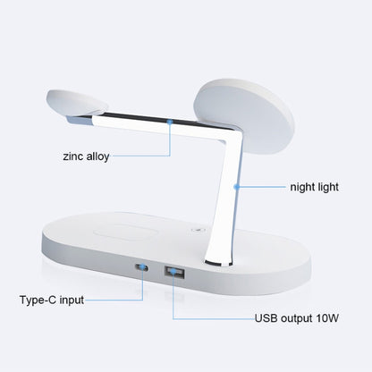 T268 5 in 1 15W Multi-function Magnetic Wireless Charger for iPhone 12 Series & Apple Watchs & AirPods 1 / 2 / Pro, with LED Light (White) - Wireless Charger by buy2fix | Online Shopping UK | buy2fix