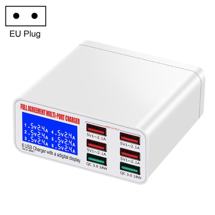 WLX-896+ 6 In 1 Multi-function Smart Digital Display USB Charger(EU Plug) - Multifunction Charger by buy2fix | Online Shopping UK | buy2fix