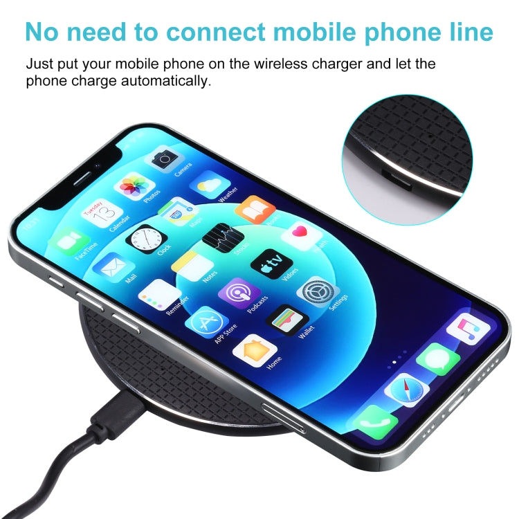 10W QI Plaid Pattern Round Metal Wireless Charger (Black) - Apple Accessories by buy2fix | Online Shopping UK | buy2fix