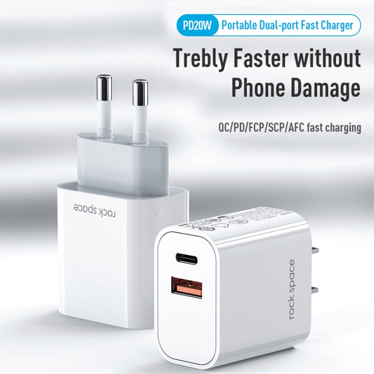 ROCK T43 20W PD USB-C / Type-C + USB Dual Port Travel Charger, CN Plug - Mobile Accessories by ROCK | Online Shopping UK | buy2fix