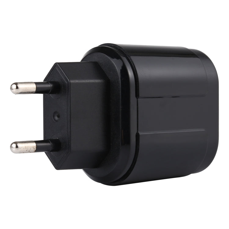 LZ-022 5V 2.4A Dual USB Ports Travel Charger, EU Plug (Black) - USB Charger by buy2fix | Online Shopping UK | buy2fix