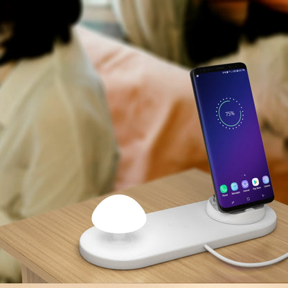 HQ-UD11 10W 4 in 1 Mobile Phone Fast Wireless Charger with Mushroom LED Light & Phone Holder, Length: 1.2m(White) - Multifunction Charger by buy2fix | Online Shopping UK | buy2fix