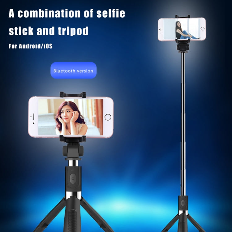 2 in 1 Foldable Bluetooth Shutter Remote Selfie Stick Tripod for iPhone and Android Phones(Black) - Consumer Electronics by buy2fix | Online Shopping UK | buy2fix