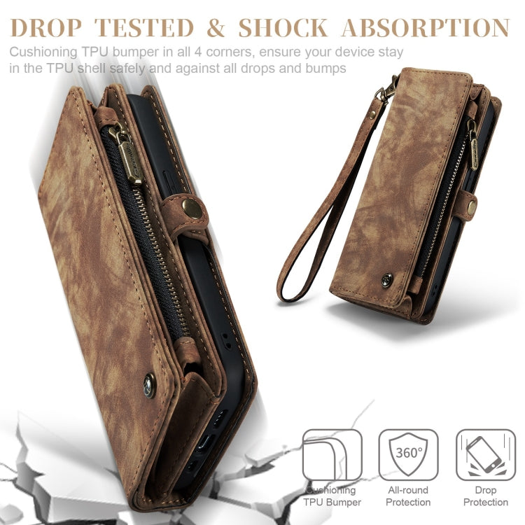 For iPhone X / XS CaseMe-008 TPU + PC Magnetic Absorption Detachable Back Cover Horizontal Flip Leather Case with Holder & Card Slots & Zipper Wallet & Photo Frame(Brown) - Apple Accessories by CaseMe | Online Shopping UK | buy2fix