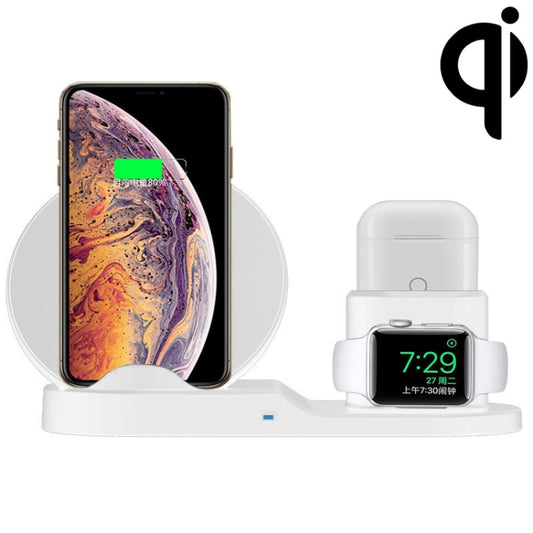 N30 3 in 1 Fast Wireless Charger Holder for Qi Standard Smartphones & iWatch & AirPods(White) - Multifunction Charger by buy2fix | Online Shopping UK | buy2fix