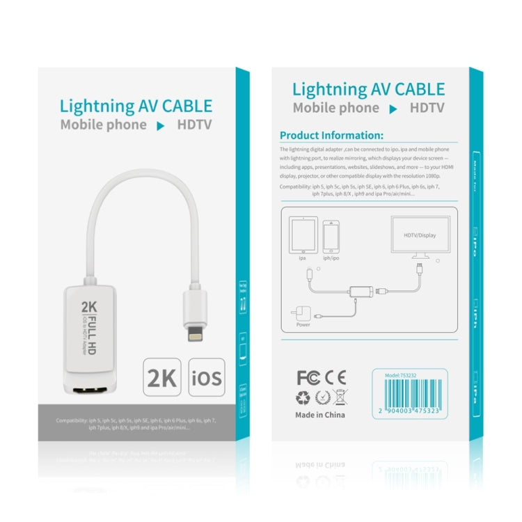 8 Pin to HDMI Female 2K Full HD AV HDTV Adapter Cable(White) - Converter & Adapter by buy2fix | Online Shopping UK | buy2fix