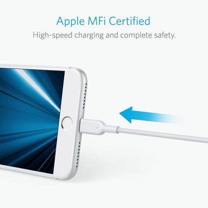 ANKER PowerLine II USB to 8 Pin MFI Certificated Data Cable, Length: 1.8m(White) - MFI Cable by ANKER | Online Shopping UK | buy2fix