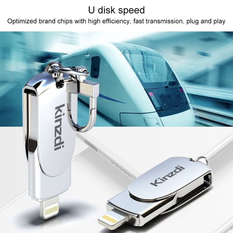 Kinzdi 64GB USB + 8 Pin Interface Metal Twister Flash U Disk (Silver) - USB Flash Drives by Kinzdi | Online Shopping UK | buy2fix