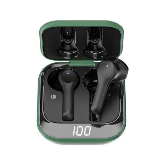 K08 Wireless Bluetooth 5.0 Noise Cancelling Stereo Binaural Earphone with Charging Box & LED Digital Display (Green) - Bluetooth Earphone by buy2fix | Online Shopping UK | buy2fix