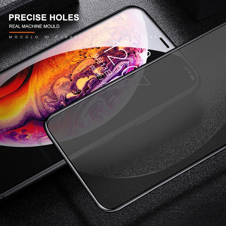 For iPhone 11 Pro / XS / X mocolo 0.33mm 9H 3D Round Edge Privacy Anti-glare Tempered Glass Film(Black) - iPhone X & XS Tempered Glass by mocolo | Online Shopping UK | buy2fix