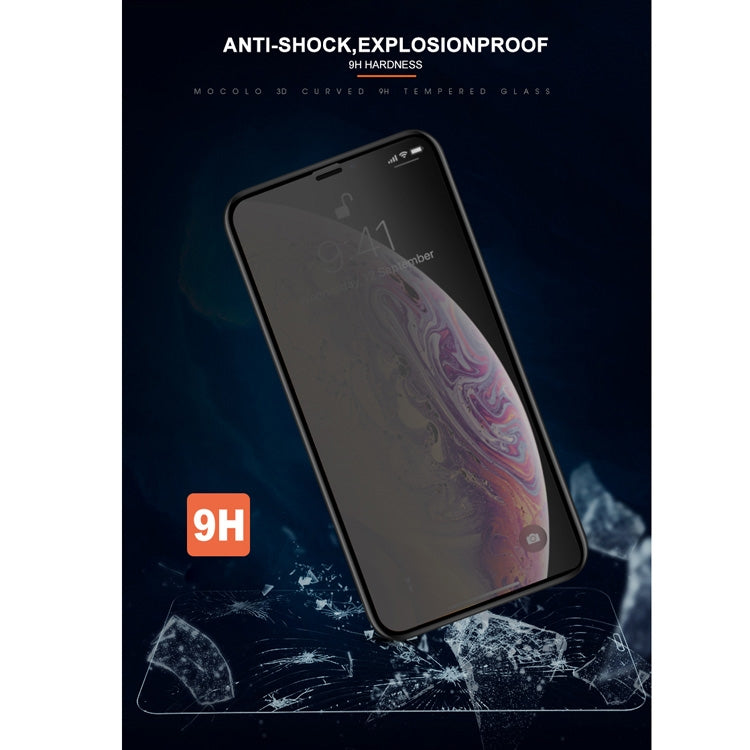 For iPhone 11 Pro / XS / X mocolo 0.33mm 9H 3D Round Edge Privacy Anti-glare Tempered Glass Film(Black) - iPhone X & XS Tempered Glass by mocolo | Online Shopping UK | buy2fix