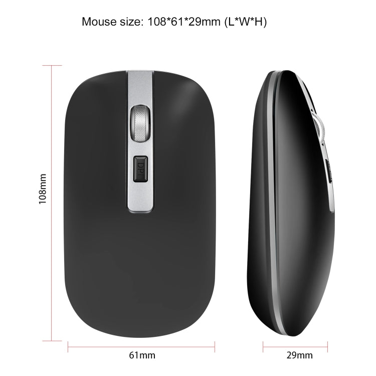 HXSJ M30 Rechargeable Wireless Mouse Metal Wheel Mute 2.4G Office Mouse 500 mAh Built-in Battery(Grey) - Wireless Mice by HXSJ | Online Shopping UK | buy2fix