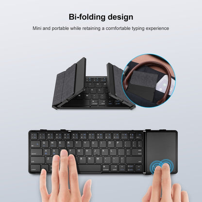 B1053 Leather Portable Tri-Fold Bluetooth Keyboard - Wireless Keyboard by buy2fix | Online Shopping UK | buy2fix