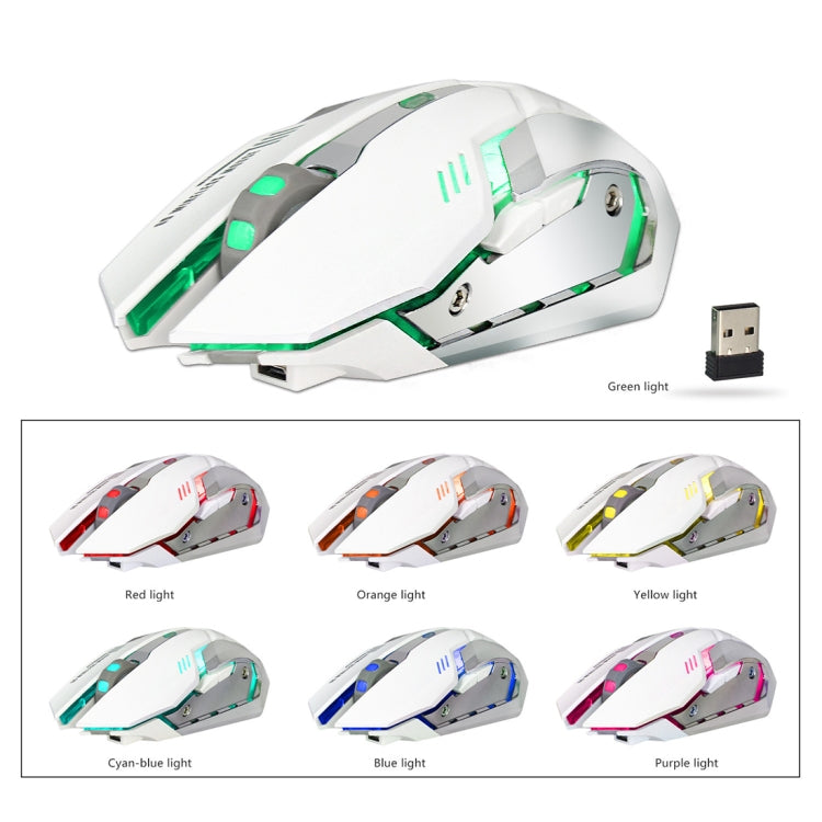 ZERODATE X70 2.4GHz Wireless 6-Keys 2400 DPI Adjustable Ergonomics Optical Gaming Mouse with Breathing Light(White) - Wireless Mice by ZERODATE | Online Shopping UK | buy2fix