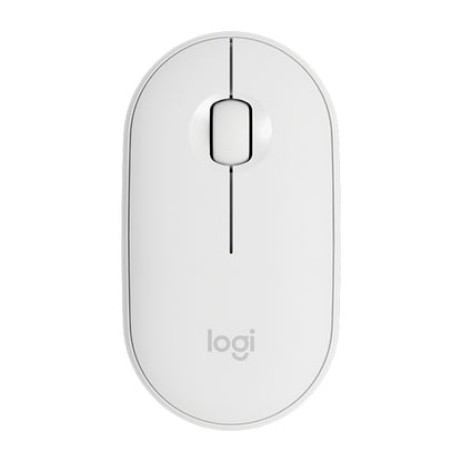 Logitech Pebble Cobblestone Shape Thin 3-keys 1000DPI Mute Wireless Bluetooth Optical Mouse, Wireless Range: 10m (White) - Wireless Mice by Logitech | Online Shopping UK | buy2fix