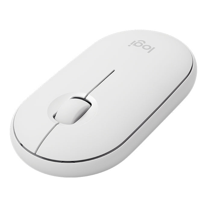 Logitech Pebble Cobblestone Shape Thin 3-keys 1000DPI Mute Wireless Bluetooth Optical Mouse, Wireless Range: 10m (White) - Wireless Mice by Logitech | Online Shopping UK | buy2fix