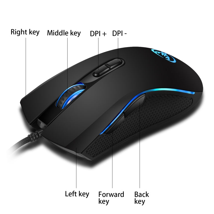 HXSJ A869 Colorful Glowing Wired Game 7-Keys 3200 DPI Adjustable Ergonomics Optical Mouse - Wired Mice by HXSJ | Online Shopping UK | buy2fix