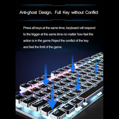 AULA F2088 108 Keys Mixed Light Plating Punk Mechanical Blue Switch Wired USB Gaming Keyboard with Metal Button(Silver) - Wired Keyboard by AULA | Online Shopping UK | buy2fix