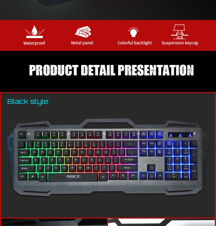 iMICE AK-400 USB Interface 104 Keys Wired Colorful Backlight Gaming Keyboard for Computer PC Laptop(Black) - Wired Keyboard by iMICE | Online Shopping UK | buy2fix