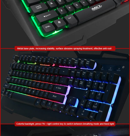 iMICE AK-400 USB Interface 104 Keys Wired Colorful Backlight Gaming Keyboard for Computer PC Laptop(Black) - Wired Keyboard by iMICE | Online Shopping UK | buy2fix