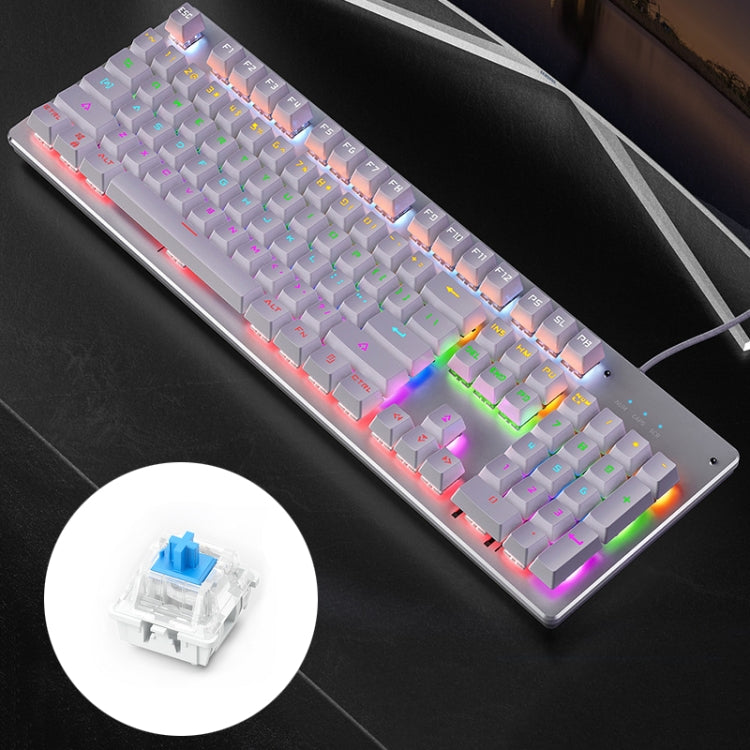 YINDIAO Classic Square Keys Mixed Light USB Mechanical Gaming Wired Keyboard, Blue Shaft (White) - Wired Keyboard by YINDIAO | Online Shopping UK | buy2fix