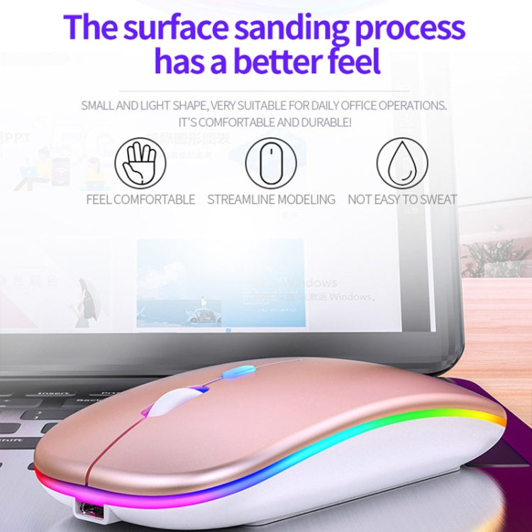 YINDIAO A2 BT3.0 + BT5.0 + 2.4GHz 1600DPI 3-modes Adjustable RGB Light Wireless Silent Bluetooth Mouse (Rose Gold) - Wireless Mice by YINDIAO | Online Shopping UK | buy2fix