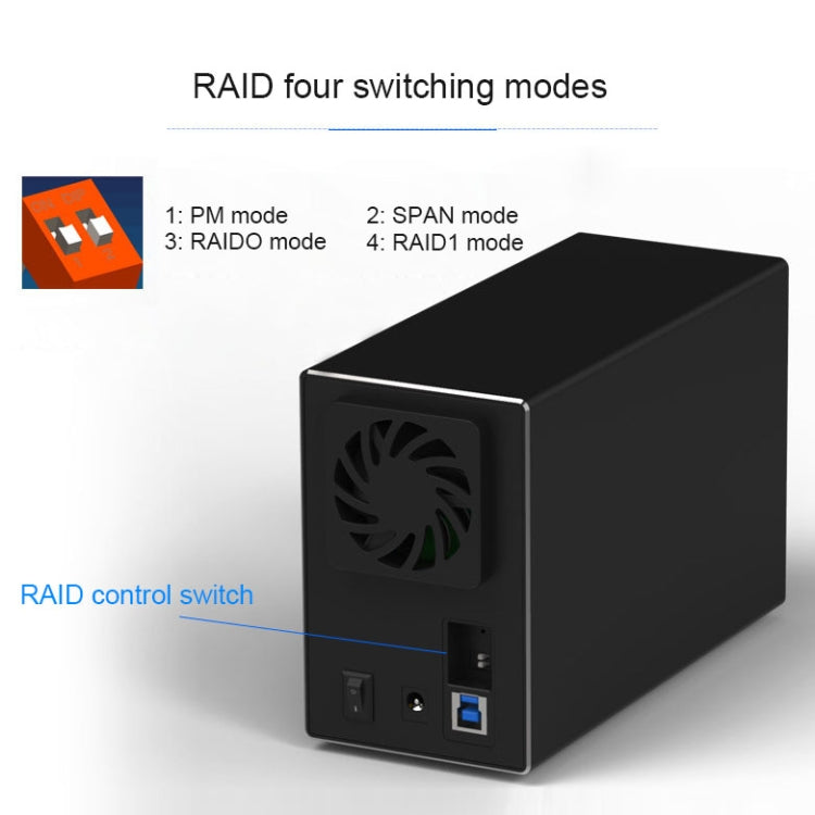 Blueendless USB-B Interface 3.5 inch 2 Bay RAID Combination Array HDD External Enclosure (EU Plug) - HDD Enclosure by Blueendless | Online Shopping UK | buy2fix