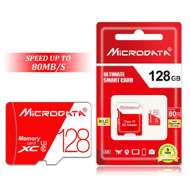 MICRODATA 128GB High Speed U3 Red and White TF(Micro SD) Memory Card - Micro SD Card by MiCRODATA | Online Shopping UK | buy2fix