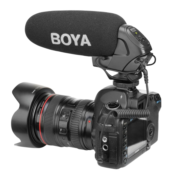 BOYA BY-BM3031 Shotgun Super-cardioid Condenser Broadcast Microphone with Windshield for Canon / Nikon / Sony DSLR Cameras(Black) - Consumer Electronics by BOYA | Online Shopping UK | buy2fix