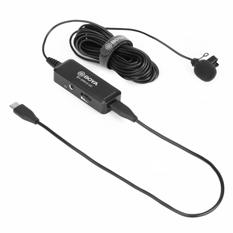 BOYA BY-DM10 UC USB-C / Type-C Plug Broadcast Lavalier Microphone with Windscreen, Cable Length: 6m (Black) - Consumer Electronics by BOYA | Online Shopping UK | buy2fix