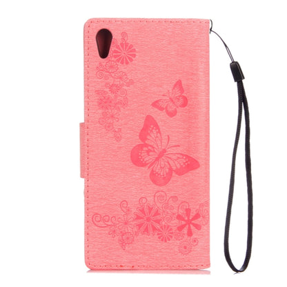 For Sony Xperia XA1 Pressed Flowers Butterfly Pattern Horizontal Flip Leather Case with Holder & Card Slots & Wallet(Pink) - Mobile Accessories by buy2fix | Online Shopping UK | buy2fix