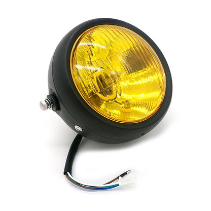 5.75 inch Motorcycle Black Shell Retro Lamp LED Headlight Modification Accessories for CG125 / GN125(Yellow) - Headlights by buy2fix | Online Shopping UK | buy2fix