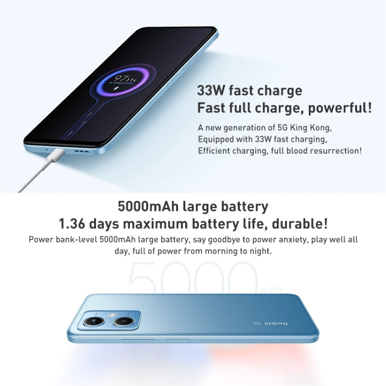 Xiaomi Redmi Note 12 5G, 48MP Camera, 8GB+256GB, Dual Back Cameras, 5000mAh Battery, Side Fingerprint Identification, 6.67 inch MIUI 13 Qualcomm Snapdragon 4 Gen1 Octa Core up to 2.0GHz, Network: 5G, Dual SIM, IR, Not Support Google Play(White) - Xiaomi Redmi by Xiaomi | Online Shopping UK | buy2fix