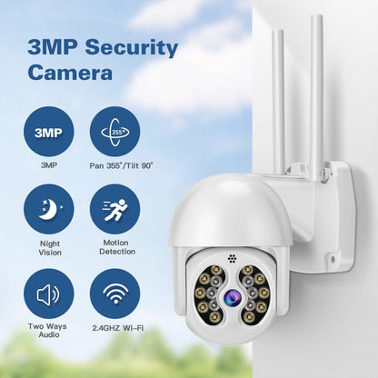 Tuya QX56 3.0 Million Pixels IP66 Waterproof 2.4G Wireless IP Camera, Support Motion Detection & Two-way Audio & Full Color Night Vision & TF Card, AU Plug - Security by buy2fix | Online Shopping UK | buy2fix