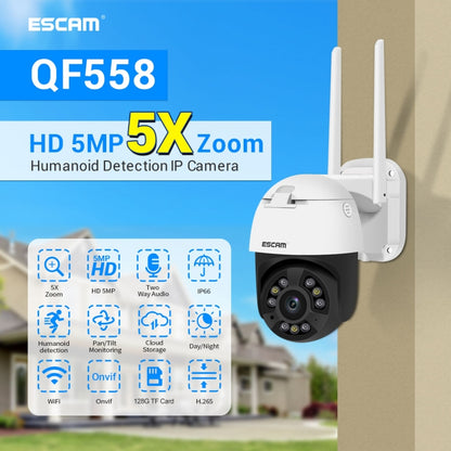 ESCAM QF558 5.0MP HD 5X Zoom Wireless IP Camera, Support Humanoid Detection, Night Vision, Two Way Audio, TF Card, AU Plug - Security by ESCAM | Online Shopping UK | buy2fix
