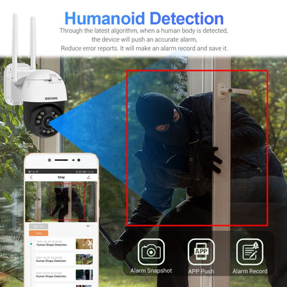 ESCAM QF558 5.0MP HD 5X Zoom Wireless IP Camera, Support Humanoid Detection, Night Vision, Two Way Audio, TF Card, US Plug - Security by ESCAM | Online Shopping UK | buy2fix