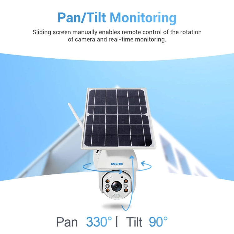 ESCAM QF480 US Version HD 1080P IP66 Waterproof 4G Solar Panel PT IP Camera without Battery, Support Night Vision / Motion Detection / TF Card / Two Way Audio (White) - Dome Camera by ESCAM | Online Shopping UK | buy2fix