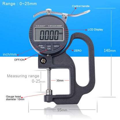 0-25mm Range Digital Display Percentage Thickness Gauge - Consumer Electronics by buy2fix | Online Shopping UK | buy2fix