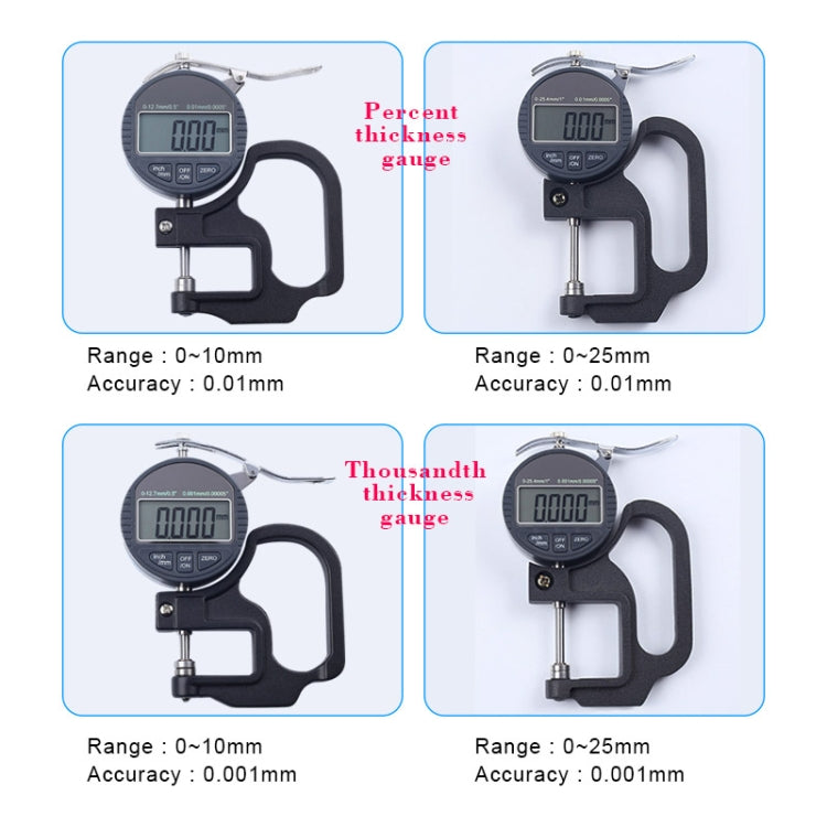 0-25mm Range 30mm Probe Digital Display Micrometer Thickness Gauge - Consumer Electronics by buy2fix | Online Shopping UK | buy2fix