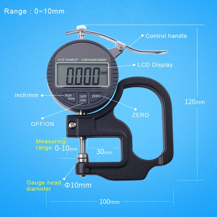 0-10mm Range Digital Display Percentage Thickness Gauge - Consumer Electronics by buy2fix | Online Shopping UK | buy2fix