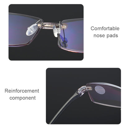 Rimless Anti Blue-ray Blue Film Lenses Presbyopic Glasses, +2.00D(Brown) - Anti-blue Light Goggles by buy2fix | Online Shopping UK | buy2fix