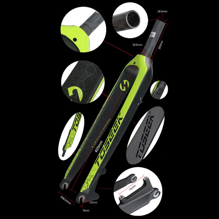 TOSEEK Ultra Light 27.5 Inch 405mm Mountain Bike Full Carbon Front Fork Straight Head Tube Disc Brake(Black) - Outdoor & Sports by TOSEEK | Online Shopping UK | buy2fix