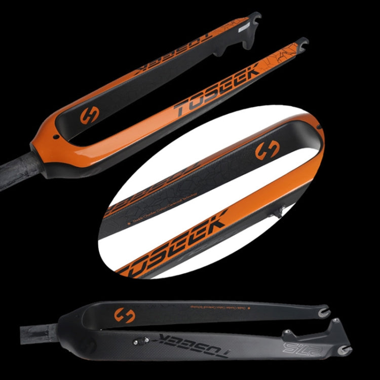 TOSEEK Ultra Light 27.5 Inch 405mm Mountain Bike Full Carbon Front Fork Straight Head Tube Disc Brake(Orange) - Outdoor & Sports by TOSEEK | Online Shopping UK | buy2fix
