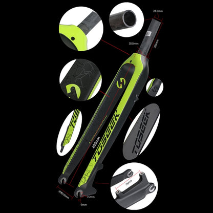 TOSEEK Ultra Light 27.5 Inch 405mm Mountain Bike Full Carbon Front Fork Straight Head Tube Disc Brake(Orange) - Outdoor & Sports by TOSEEK | Online Shopping UK | buy2fix