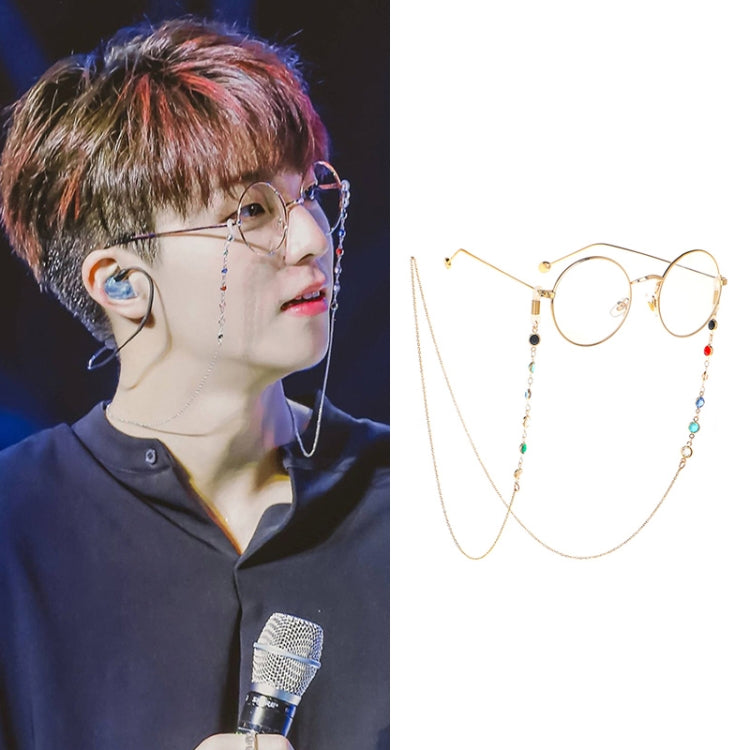 Star Style Stained Glass Presbyopic Myopic Eyeglasses Chain(Gold) - Glasses Accessories by buy2fix | Online Shopping UK | buy2fix